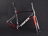 TRIFOX Carbon Road Bike Frame, X16QR Aero Design Carbon Fibre Racing Bicycle Frame (Red & Black, 540-L)