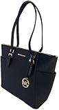 Michael Kors Charlotte Saffiano Leather Large Top Zip Tote - Black