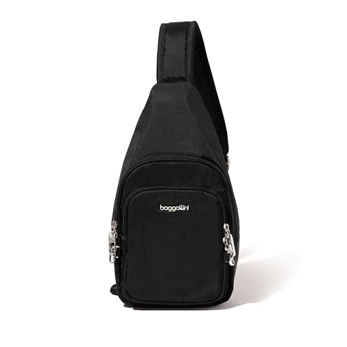 Baggallini Anti-Theft Daytripper Sling 7x12 Crossbody Bag Travel Safe, Securtex Locking Zippers, Slash-Resistant Strap