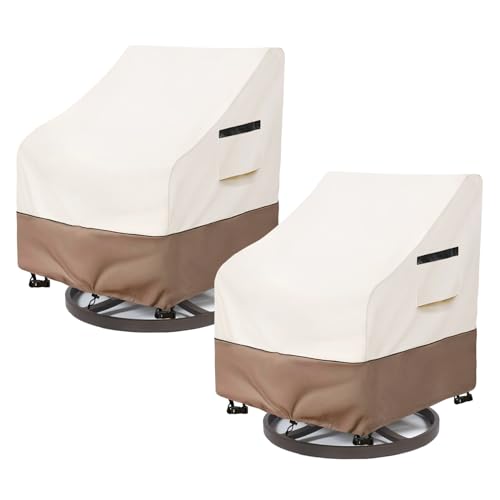 SoloToo Patio Chair Covers Waterproof Patio Furniture Covers, 27.5W x 32.6D x 36H Inches Swivel Outdoor Chair Cover 2 Pack (Beige)