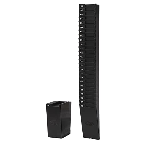 Lathem Expanding Time Card Rack for 7" Cards, 25 Pockets, Black Plastic, Mounting Hardware (25-7EX)