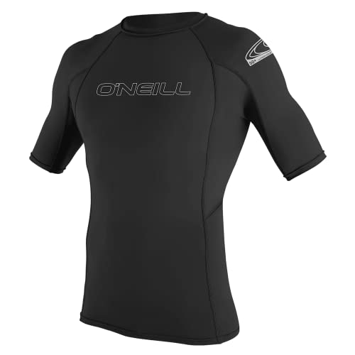 O'Neill Wetsuits Men's Basic Skins UPF 50+ Short Sleeve Rash Guard, Black, X-Large