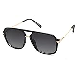 SOJOS Sunglasses for Women & Men, Square, Retro, Polarized Lens, Trendy Aviator, 90s Shades (SJ2229, Black Grey)