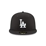 New Era Los Angeles Dodgers 59Fifty Fitted Hat, Adult, Black/White (as1, Numeric, Numeric_7_and_3_eighths, 7 3/8)