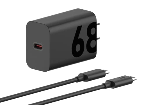 Motorola TurboPower 68W USB-C Wall Charger + 3.3ft 6.5 Amp E-Marked Cable, GaN Tech, Fastest for Moto G Stylus (2025), Motorola Edge+ (Plus) 2022/2023,Edge 2023/2024,Razr+ (Plus) 2024, PD Devices