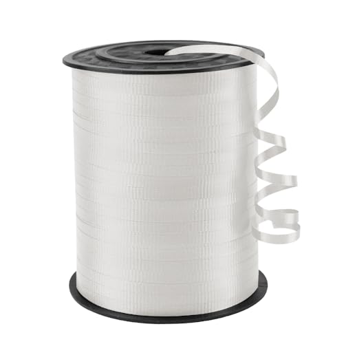KMER LIFE White Crimped Curling Ribbon, 1/5" Wide x 500 Yards Christmas Curling Ribbons for Gift Wrapping, Party Decoration, Balloon String, Crafting, Balloon Ribbons for Florist Flower (1 Roll)