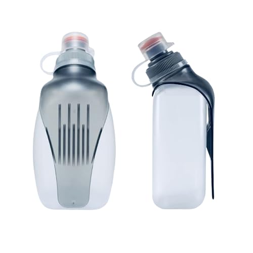 HECHZSO Water Bottle for Running No Bounce Water Bottle with Clip and Cover Cap,BPA-Free Plastic, 8.8oz (250ml) for Running/Marathon/Walking/Hiking/Cycling/Trail/Skiing (2 Pack)