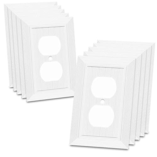 Modern Decorative Wall Plate Retro Wood Grain design Switch Cover Outlet Cover for Light Switch, Smart Switch, Dimmer, GFCI, USB Outlet (10 Pack, Single Duplex)