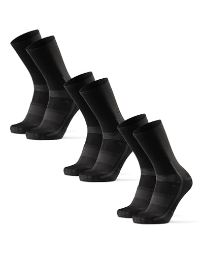 DANISH ENDURANCE 3 Pack Cycling Socks, Breathable Crew Bike Socks, Men & Women, Black, Medium