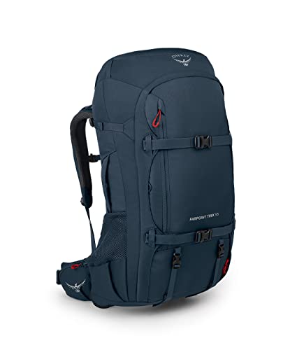 Osprey Farpoint Trek 55L Men's Travel Backpack, Muted Space Blue