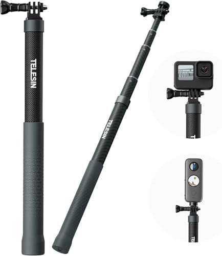 Selfie Stick Long Pole Invisible for GoPro Insta360 (120cm/47.2in), Carbon Fiber Waterproof Extension Monopod for Go Pro Max Hero 13 12 11 10 9 8 7 DJI Action 5 Pro Pocket 3 Insta 360 X3 GO3 Ace Pro 2