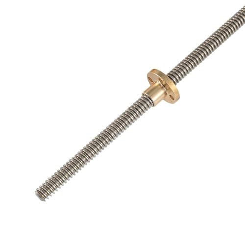 Stepper Screw T8x2 304 Stainless Steel Screw T8 Lead Screw with Brass Nut 2mm Pitch 2mm 4mm 8mm Lead Trapezoidal Thread Screw Rod Tapped Block(Pitch 2mm Lead 8mm,450mm with Nut)