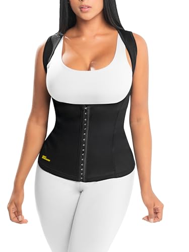 HOT SHAPERS Women’s Cami Hot Waist Cincher - Compression & Sweat-Enhancing trainer for Waist Slimming & Tummy Control Black