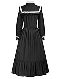 Renaissance Dress Kids Victorian Dress Prairie Pioneer Dresses for Girls Black 8Y