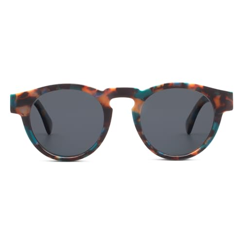 Peepers by PeeperSpecs Women's Nantucket Bifocal Sunglasses Round, Teal Botanico, +2.00 + 2