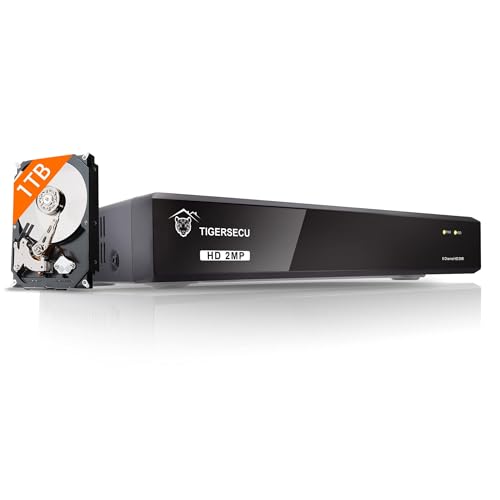 TIGERSECU Super HD 1080P 8 Channel DVR Security Recorder with 1TB Hard Drive, Hybrid 6-in-1 CCTV DVR Recorder Compatible with 2MP and 5MP TVI, AHD, CVI, Analog, RS485 PTZ and IP Cameras
