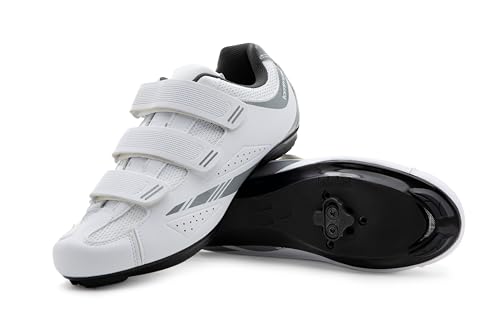 Tommaso Pista 100 SPD Spin Shoes for Women Indoor Cycling, Ready-to-Ride Cycling Shoes for Women with Pre-Installed SPD Cleats, Works with Most Spin Class & Indoor Bikes—White—Size 8US—39EU