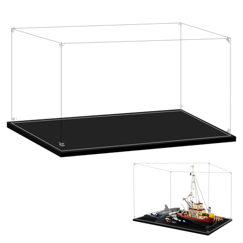 LILIKAKA Acrylic Display Case for Lego 21350 Jaws, 25.19x9.44x14.96inches (64x24x38cm), Protect Your Collectibles from Dust with a Clear Showcase