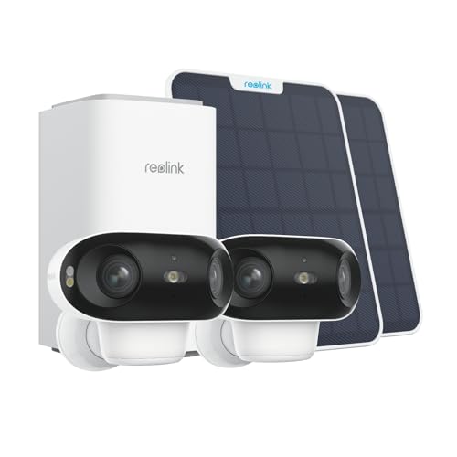 REOLINK Home Hub with 2X Argus 4 Pro- 4K Dual-Lens 180° Solar Outdoor Wireless Security Camera System, Local Encrypted Storage Up to 1TB, 5G/2.4GHz WiFi 6, No Monthly Fee, 64GB SD Card Included