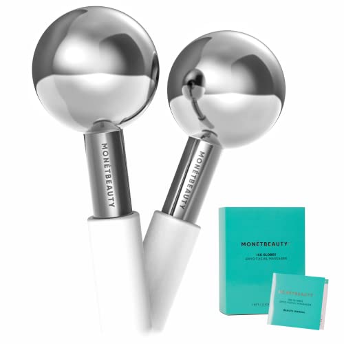 MonétBeauty Stainless Steel Ice Globes for Facials (Silver), Durable Cryo Globes Instantly Reduce Puffiness, Tighten Pores and Sinus Relief, Face Globes for Facial Massages and Daily Beauty Routines