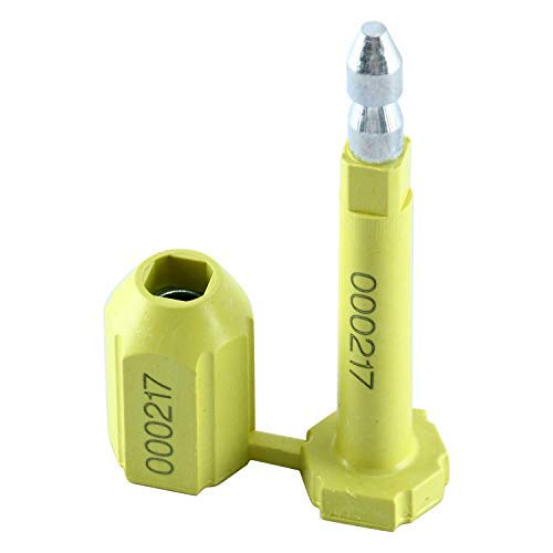 Amarine Made Bolt Seal (50 pcs) Shipping Seal with Print Progressive Numbering for Cargo Containers and Truck Trailers, Cargo Container Seals Yellow (50)