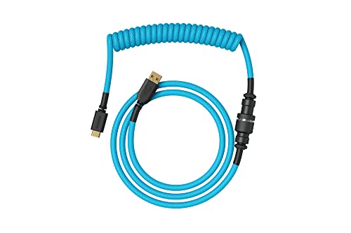 Glorious Coiled Keyboard Cable – Coiled USB C Cable Artisan Braided Cables for Mechanical Gaming Keyboard Coiled Cable - Custom Keyboard Cable (Electric Blue)