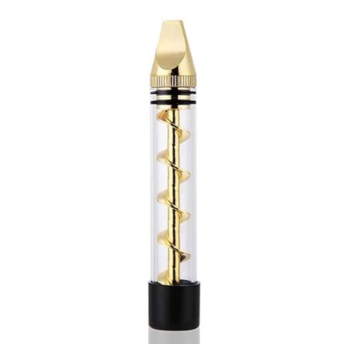 Glass Pipe Twisty 7-in-1 Grinder Blunt Kit with Smoking Metal Tip Cleaning Brush Gold
