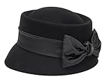 1920s Vintage Wool Cloche Fedora-Hat Church Fascinator Hat Derby Hat with Bow for Women Men Black