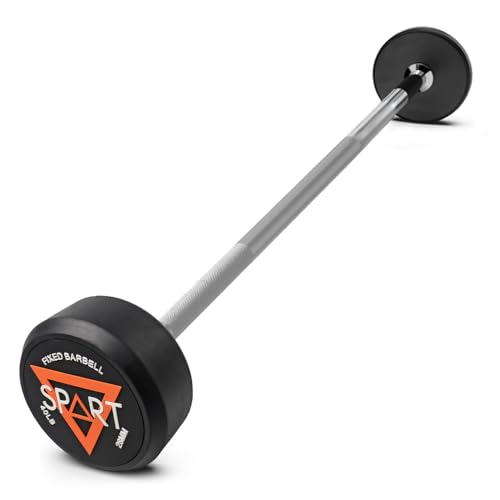Rubber Coated Fixed Barbell, Pre-Loaded Weights Straight Solid Steel Barbells, Weighted Bar for Weightlifting Exercise, Bodybuilding, Strength Training, Squat Rack & Bench Press, 40lb