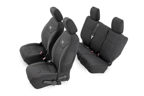 Rough Country Neoprene Seat Covers for Jeep Wrangler Unlimited 4-Door (2008-2010) - Waterproof & UV Resistant, Foam Padded, Front & Rear Seat Cover Set