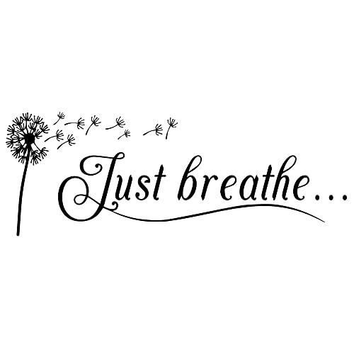 Just Breathe Vinyl Wall Decal Yoga Quotes Positive Relax Motto Art Letters Sayings Living Room Décor Lettering