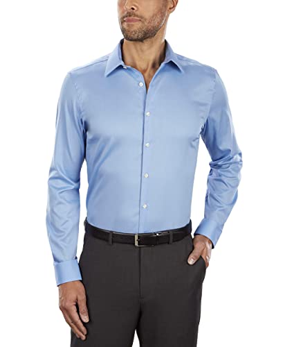 Van Heusen Men's Dress Shirt Slim Fit Flex Collar Stretch Solid, Blue Frost, 16" Neck 34"-35" Sleeve