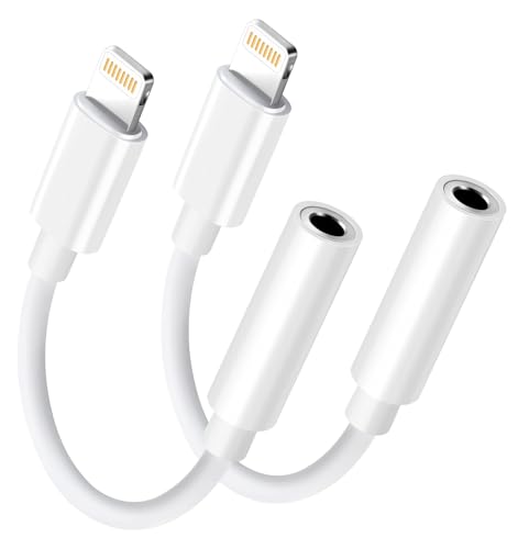 Lightning to 3.5mm Headphone Jack Adapter - Audio Adapter for iPhone Aux Converter Dongle Audio Cable Compatible with iPhone 14 Pro Max/14 13 12 11 X XS 8 7 Apple MFi Certified