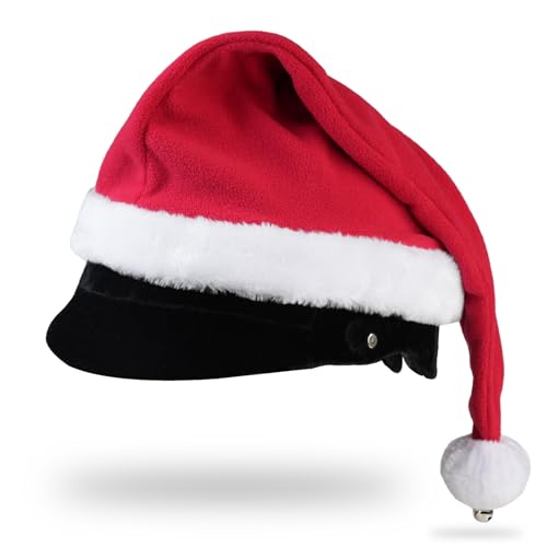 Santa Hat for Equestrian Helmets,Bicycle Motorcycle Santa Helmet Cover with Jingle Bell for Christmas Ride 9" Diameter
