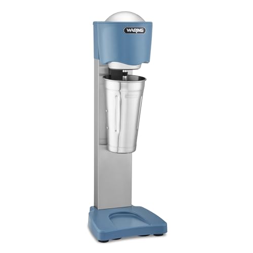 Waring Commercial Milkshake Drink Mixer, Light Duty Single Spindle Malt, Frozen Milk Shake Maker Machine, 1 HP, 2 Speed Hi/Low, One Hand Operation, Fully Automatic, 120V, 5-15 Phase Plug, 130W, WDM20