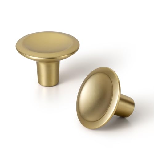 Goo-Ki 6 Pack Champagne Bronze Round Cabinet Knobs – Modern Concave Design with Tapered Base, Ideal for Dressers, Kitchen Drawer, and Furniture Hardware 1" Diamter