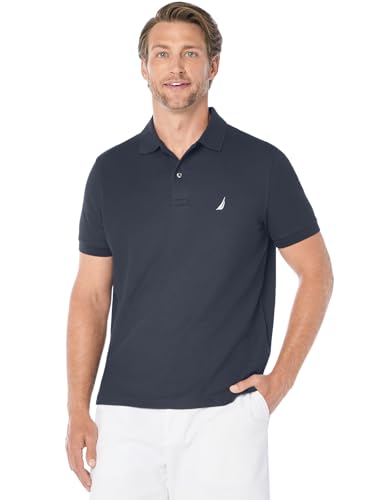 Nautica Men's Short Sleeve Solid Deck Polo Shirt, Navy, X-Large