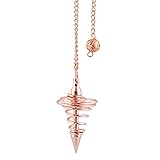 Copper Metal Light Weight Spiral Cone Point Pendulum. Healing Dowsing Reiki Pendulum for Divination and Chakra Balancing.