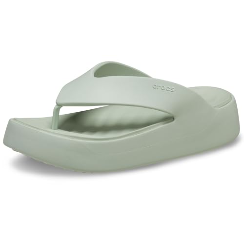 Crocs Women Getaway Platform Flip Flops, Wedge Sandals for Women, Plaster, 8 Women