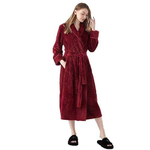 Cambkatl Men's Shawl Collar Plush Robe, Cozy Soft Fleece Bathrobe Classic Long Lenght Spa Robes with Pockets