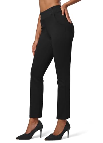 Willit Yoga Dress Pants Women Business Causal Work Pants for Women with Pockets High Waisted Slack Trousers 29" Black L