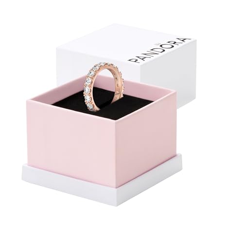 Pandora Sparkling Row Eternity Ring - 14k Rose Gold-Plated Ring for Women - Layering or Stackable Ring - Gift for Her Rose with Clear Cubic Zirconia - With Gift Box - Size 6