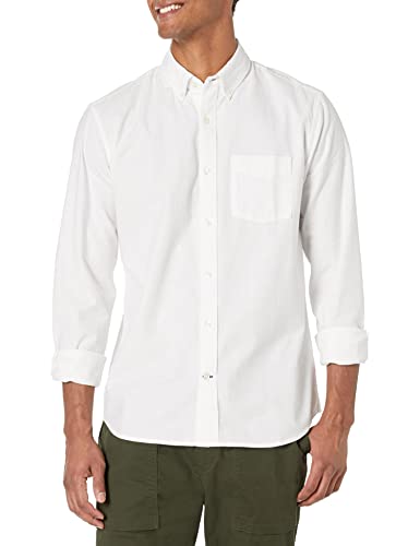 GAP Mens Long Sleeve Oxford Button Down Shirt, White, Large US