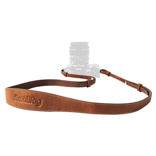 SMALLRIG Universal Leather Camera Shoulder Strap for DSLR Camera, Adjustable 100 to 110cm (39 to 43in), Max Load 10kg (22lb), Ergonomic Shoulder Support for Travel/Vlogging (Brown) -5209