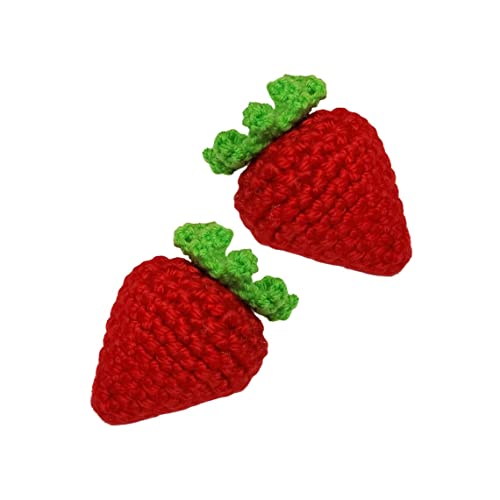Cat Toy, Catnip Toy, Strawberry Cat Toy, Crocheted, Interactive Toys for Cats, Cat Kicker Toy, Handmade Cat Toy, 3-1/2", 2-Pack