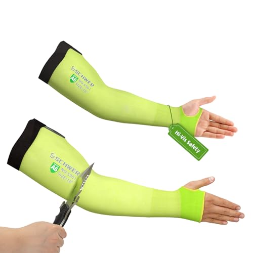 Schwer 2 Pairs AIR-SKIN ANSI A6 Cut Resistant Arm Sleeves for Men & Women High Risk Work, Non-PFAS Arm Protectors for Thin Skin and Bruising, UPF50+ UV Protection Cooling Gardening Sleeves for Farming