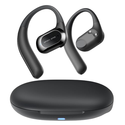JOYWISE True Bone Conduction Headphones, AI Music Generator Earbuds Bluetooth 5.4 Open Ear Earbuds with 30 Hrs Playtime & Charging Case, IP68 Lightweight Open Ear Buds for Running, Fitness Black