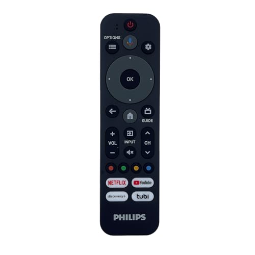 Ceybo Original URMT26CND014-GRAY Remote Control for Philips Compatible with 43PUL7652F7, 50PUL7672F7, 55PUL7672F7, 65PUL7552F7, 75PUL7552F7 - Netflix, YouTube, Tubi, Voice Command Button