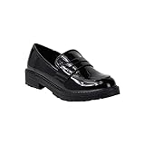 Kassie Daniela ~ Krystal-2 ~ Kid's Slip On Loafers Round Toe Uniform Dress Church School Casual (Black PAT, 5)