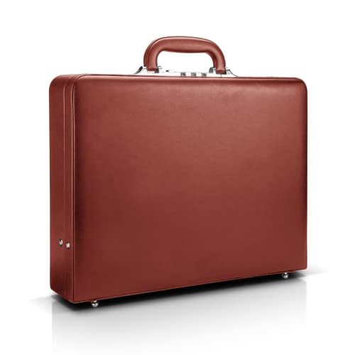 HAESTUS Leather Briefcase for Men Business, Hard Shell Classic Attache Case with Combination Lock, Fits 16 Inch Laptop, Brown